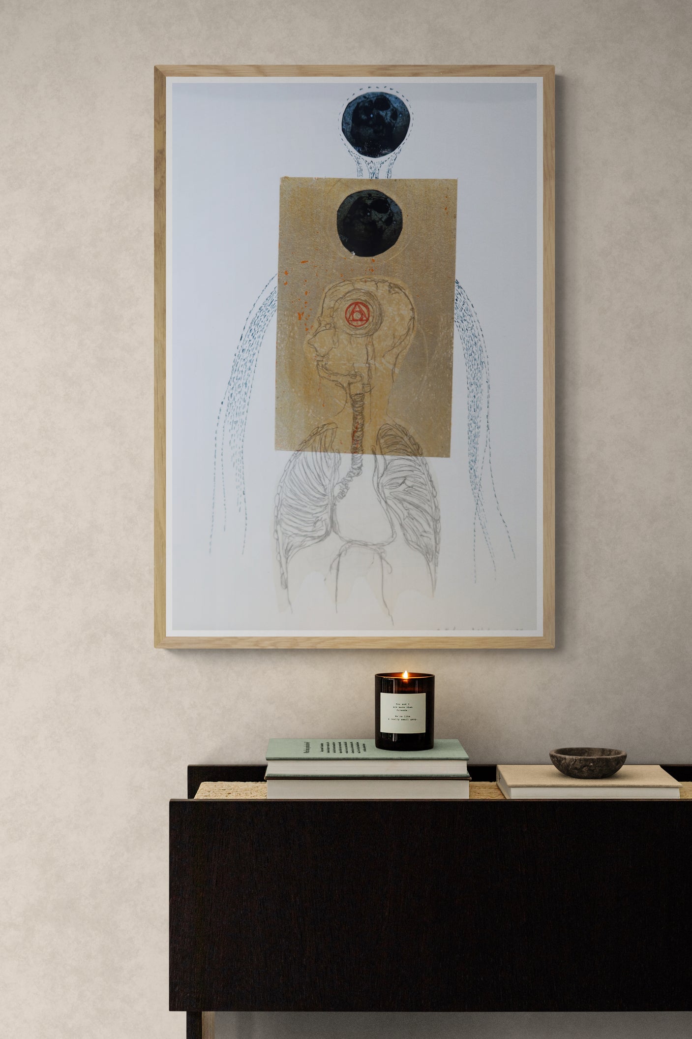 Œuvre Alchimia originale, dessin et gaufrage sur papier encadré, art contemporain d’inspiration anatomique