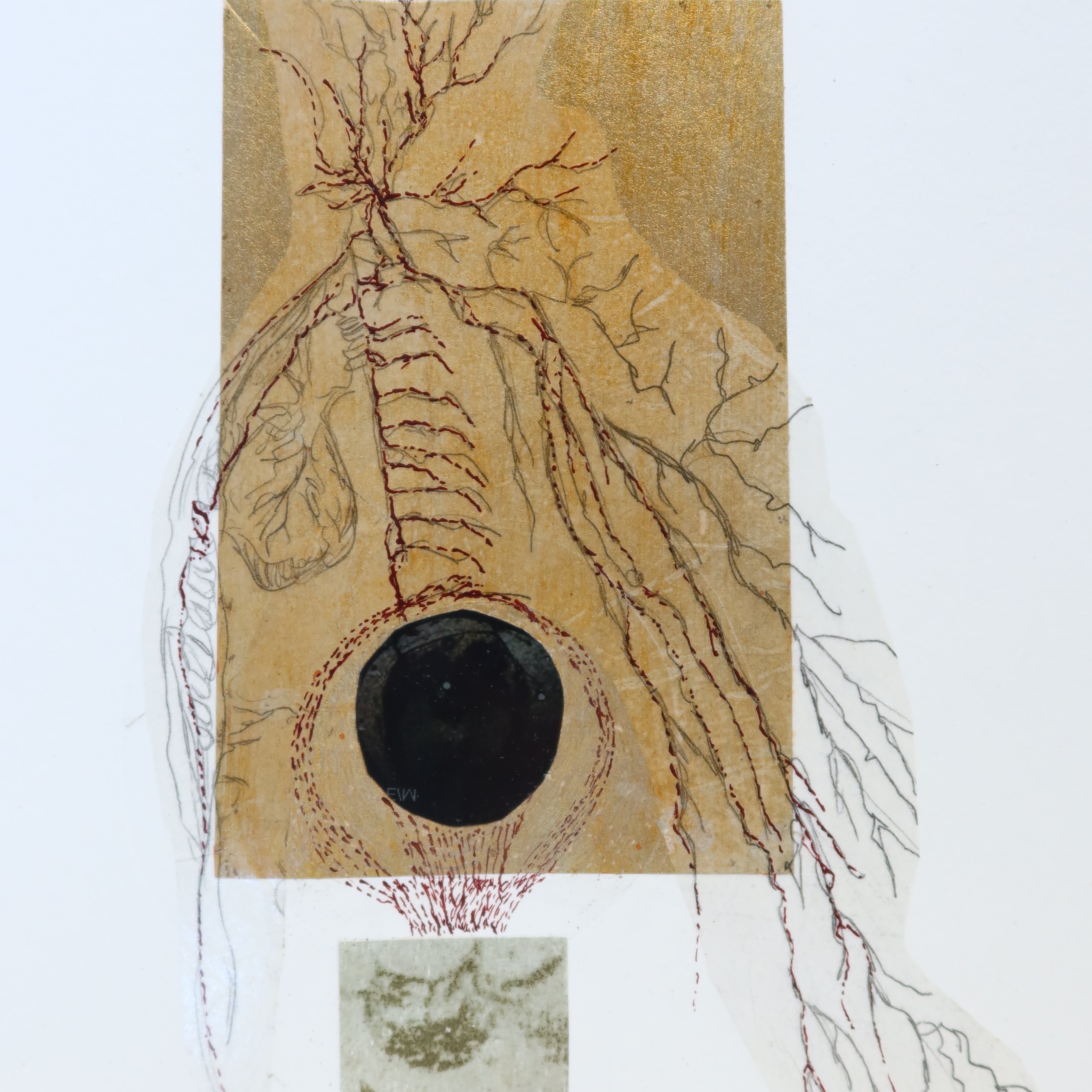 Œuvre originale de la collection Alchimia, dessin et gaufrage sur papier, art contemporain