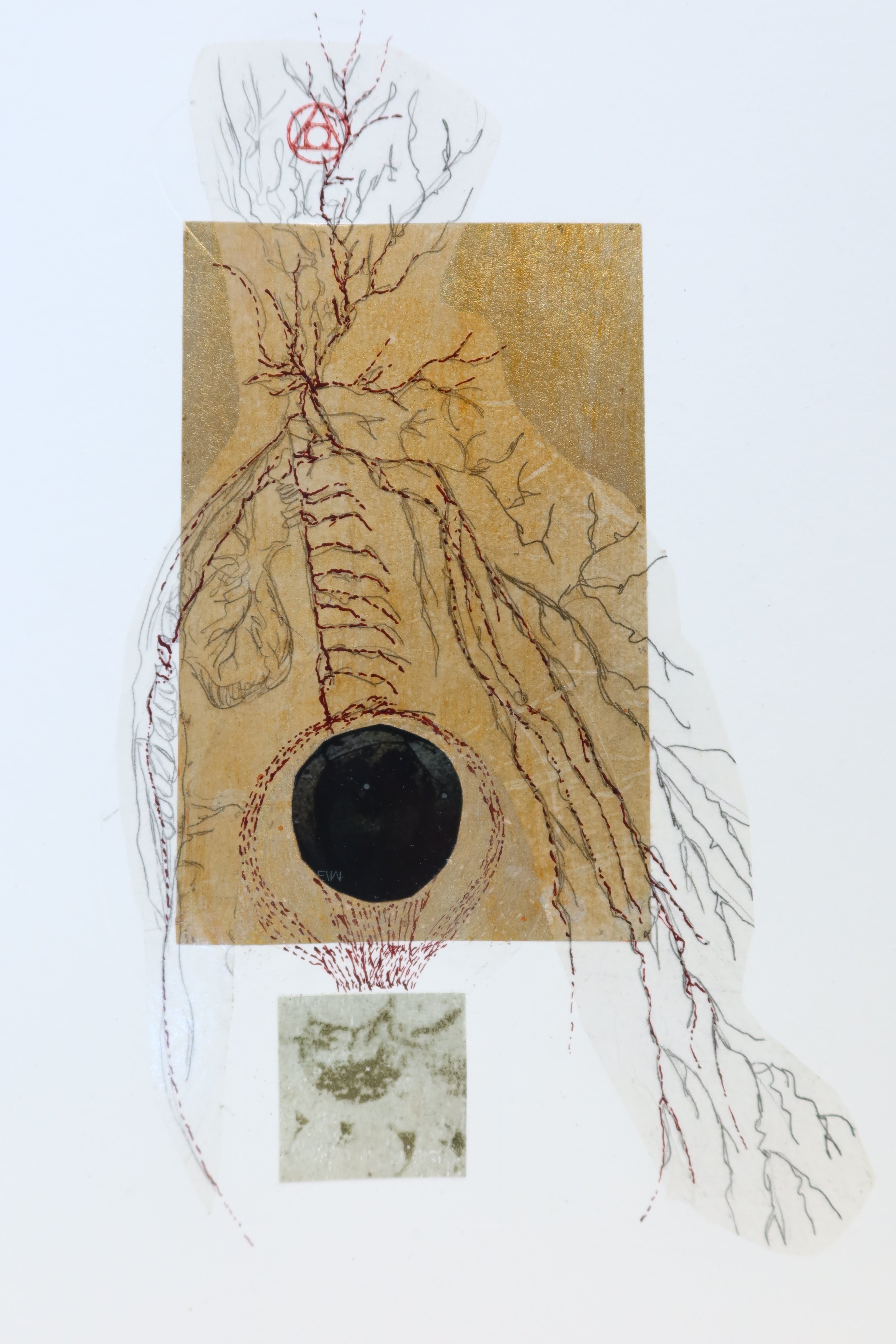Œuvre originale de la collection Alchimia, dessin et gaufrage sur papier, art contemporain