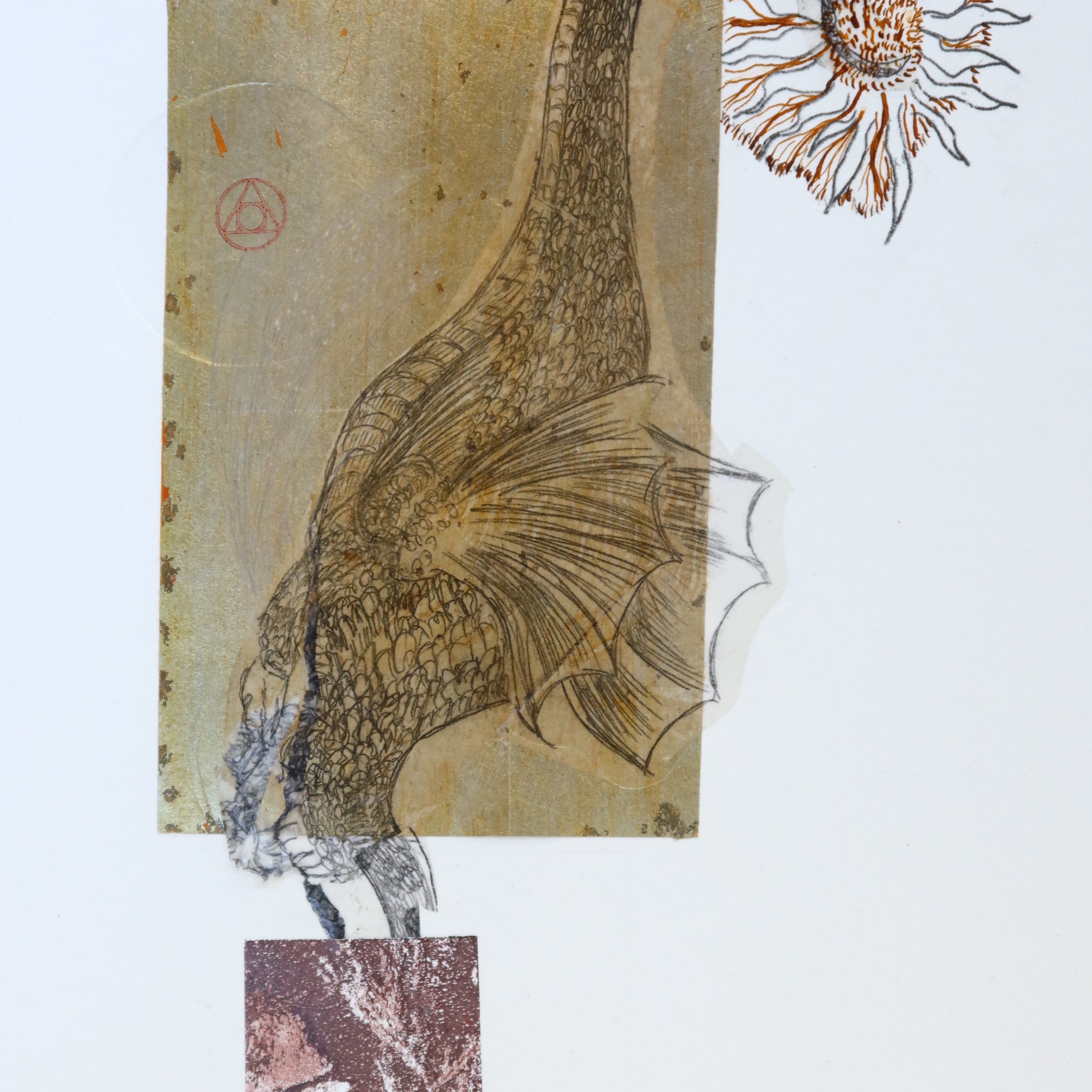 Œuvre originale de la collection Alchimia, dessin et gaufrage sur papier, éléments d’or