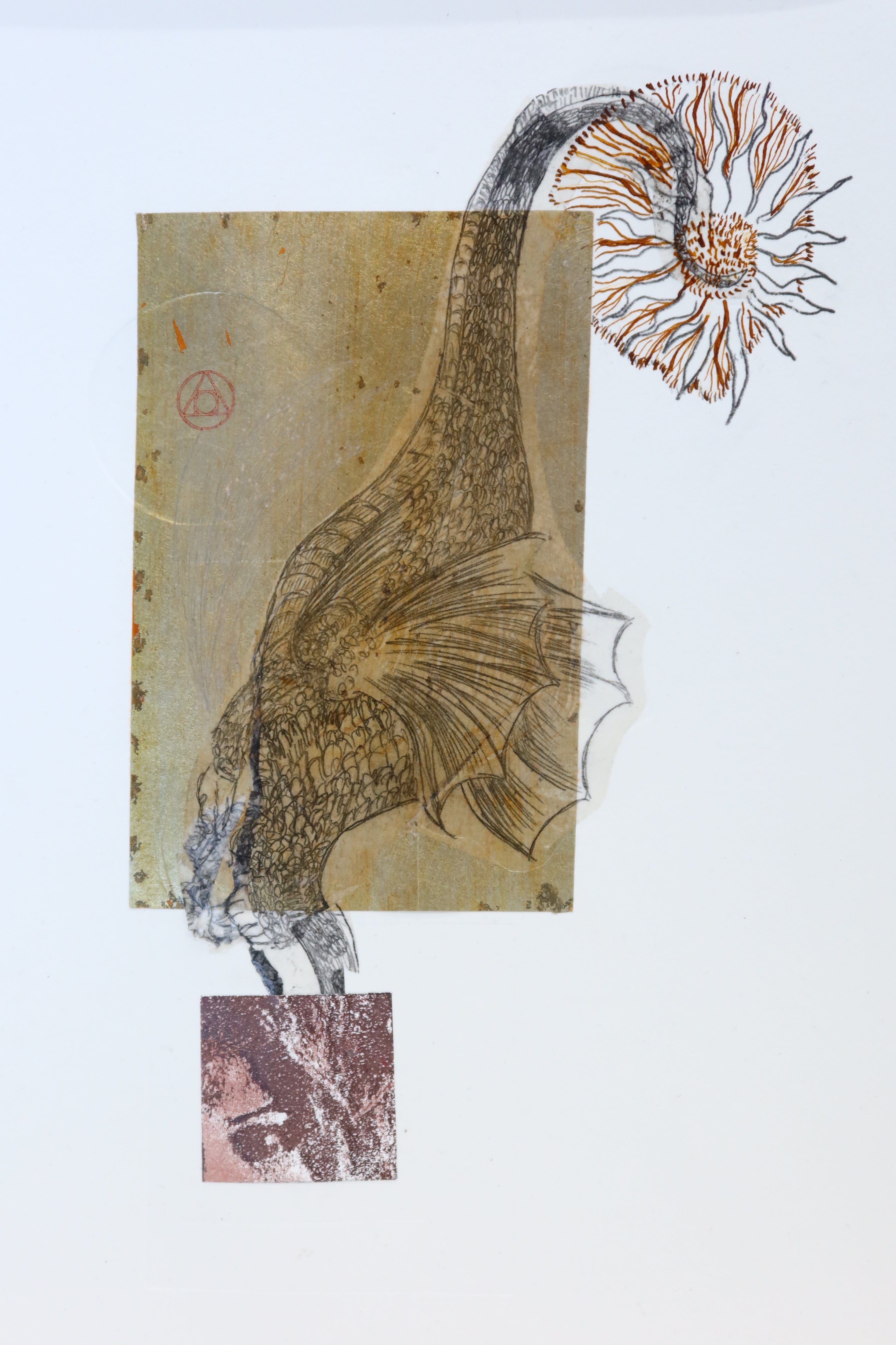 Œuvre originale de la collection Alchimia, dessin et gaufrage sur papier, éléments d’or