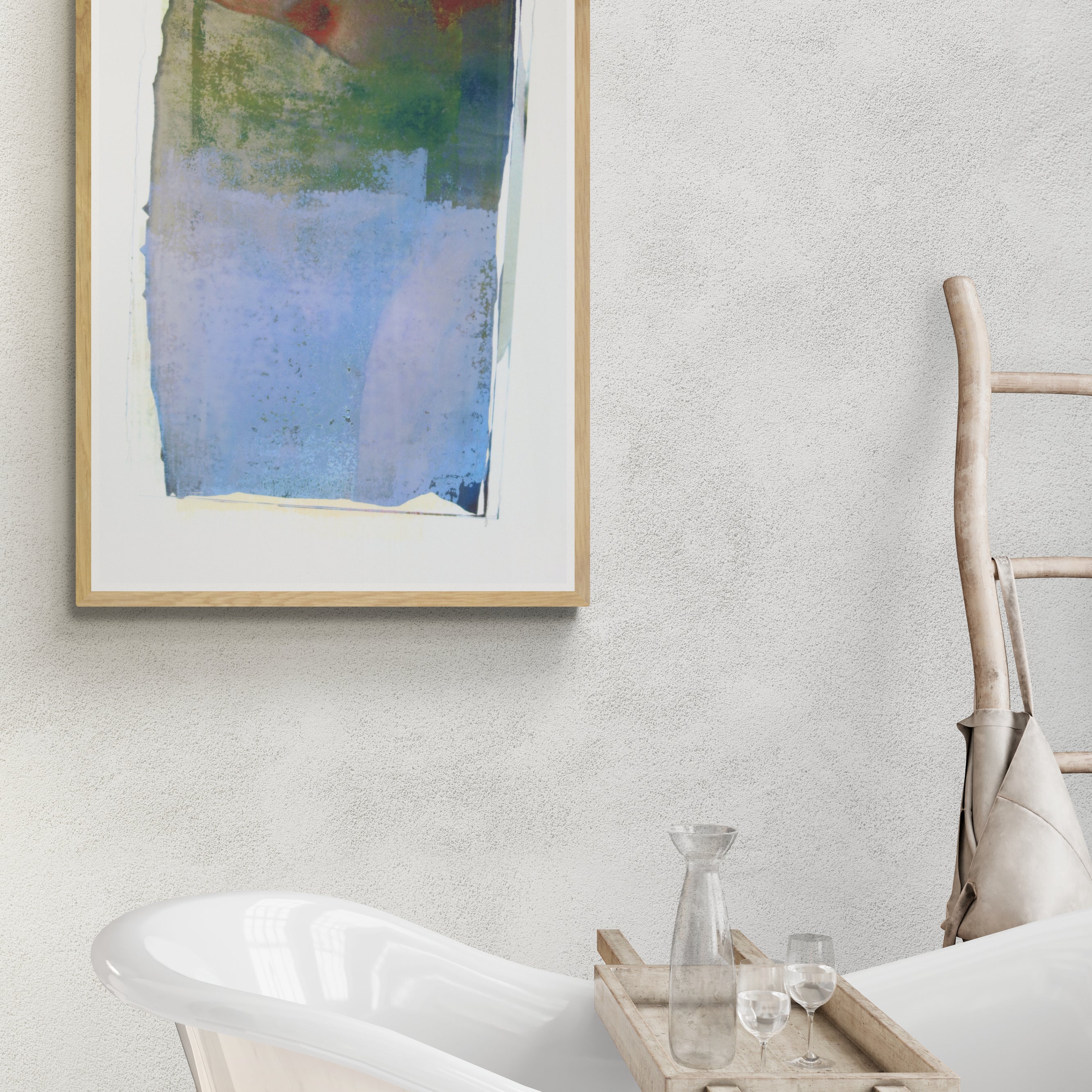 Monotype contemporain de la collection Corpus, œuvre graphique originale encadrée, image imprimée présentée dans un intérieur minimaliste