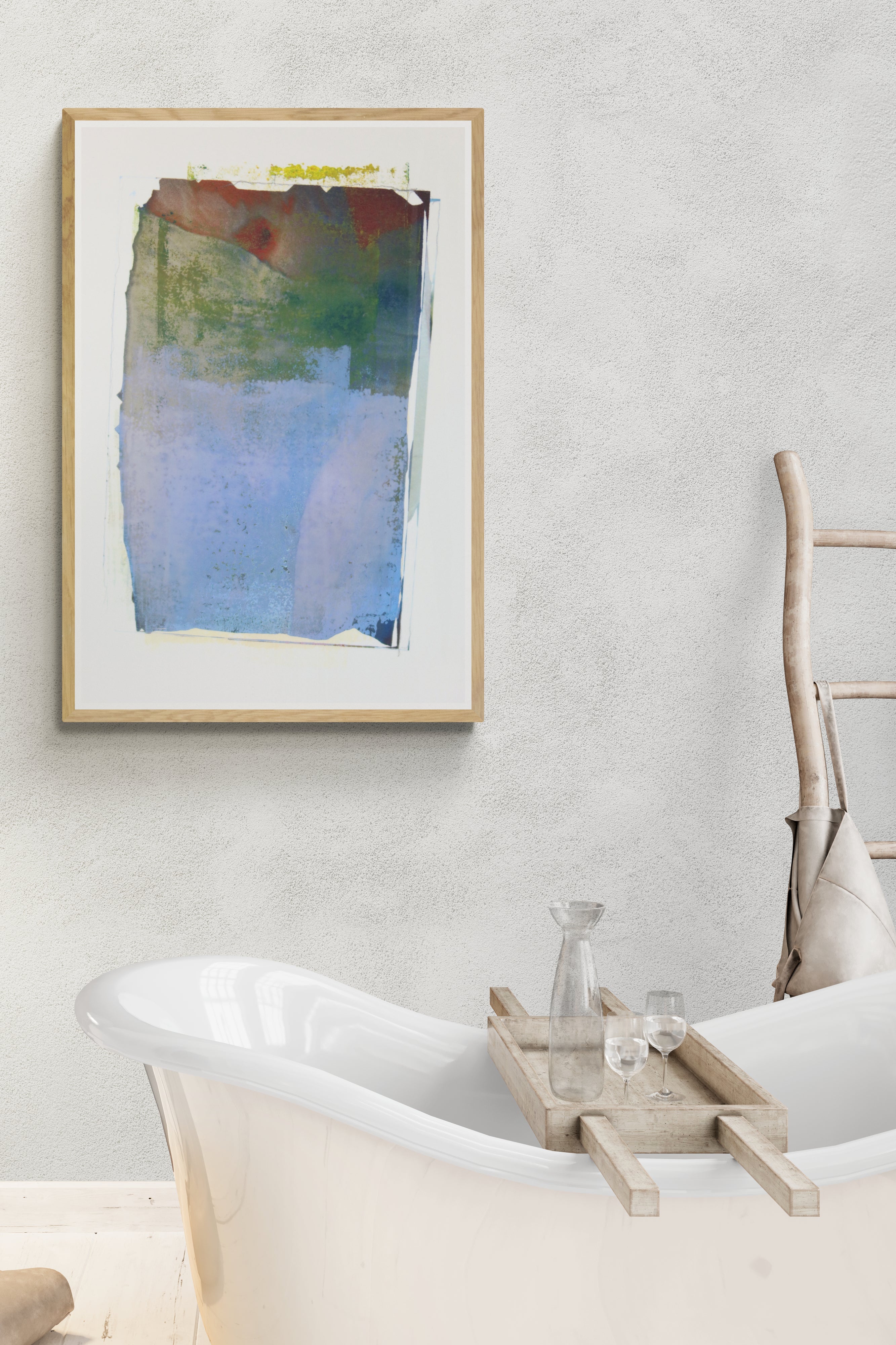 Monotype contemporain de la collection Corpus, œuvre graphique originale encadrée, image imprimée présentée dans un intérieur minimaliste