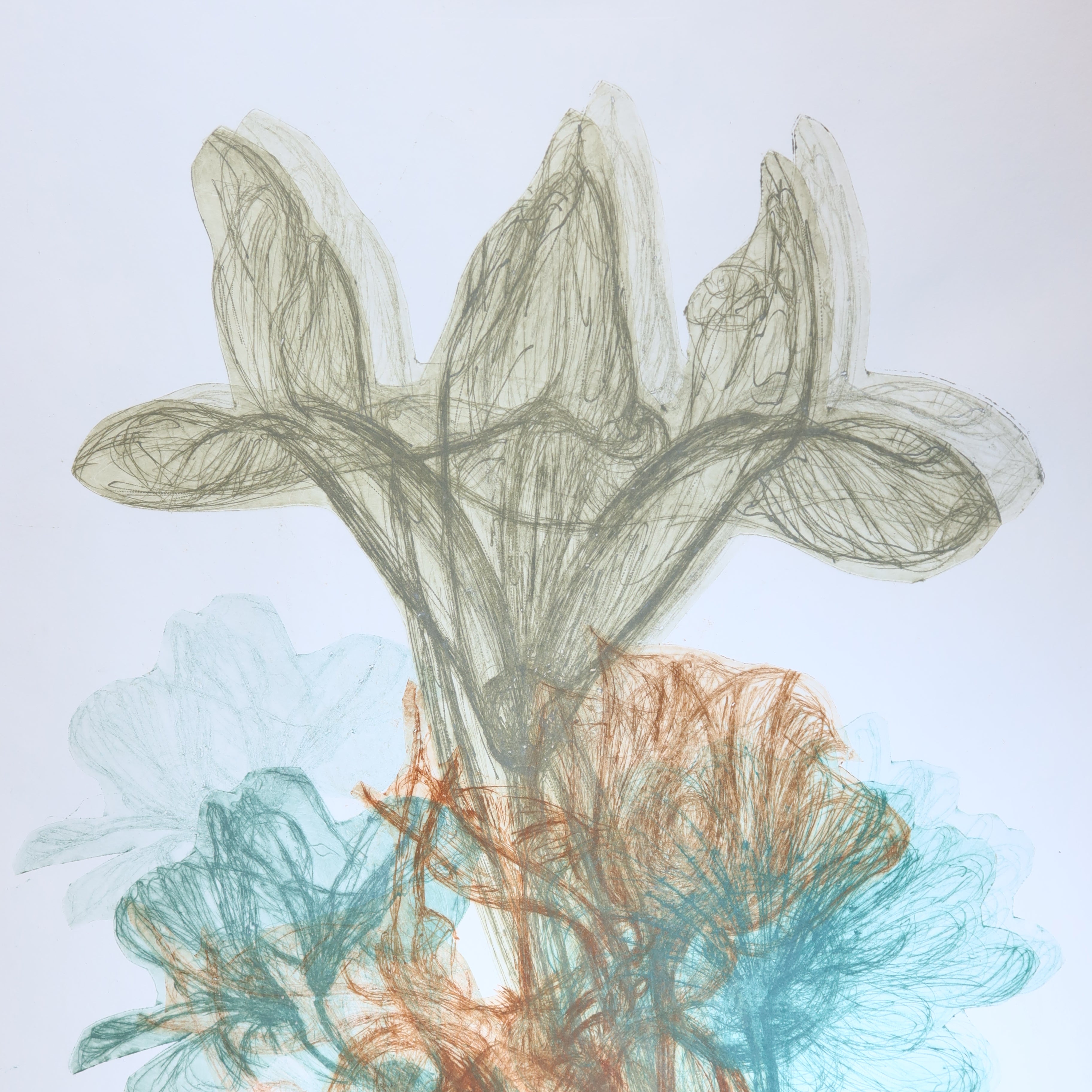 Œuvre originale de la collection Vanitas, gravure sur papier, motifs de fleurs au rendu délicat.